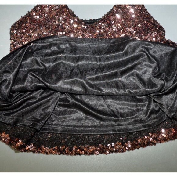 NWT Boutique Rose Gold All Over Sequin Cami Tank Top M Adjustable Straps Lined - Picture 6 of 10